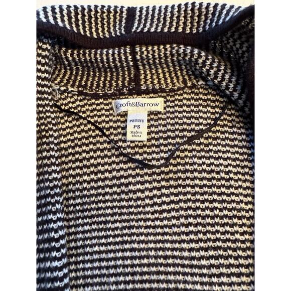 Croft & Barrow Petites Cardigan Sweater Women's PS Navy White Striped Open Front - Picture 2 of 6